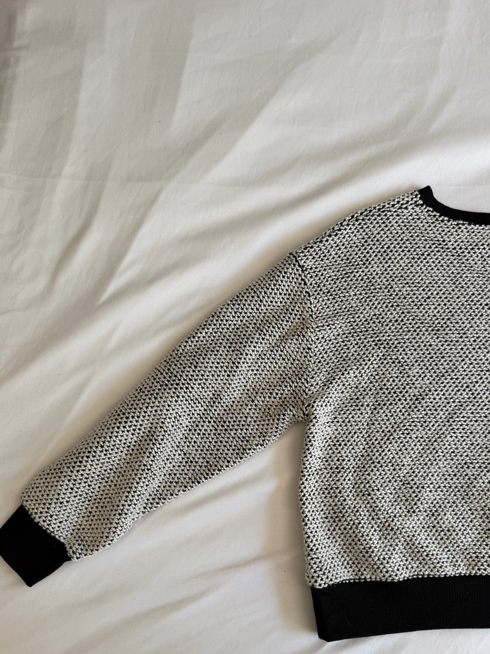 Marine Layer Black White Textured Crew Neck Sweater - Picture 9 of 16